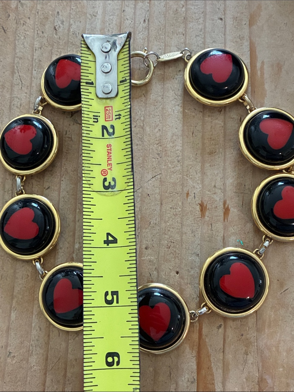 Moschino Statement Necklace Gold Black Enamel Red Hearts - Picture 6 of 11